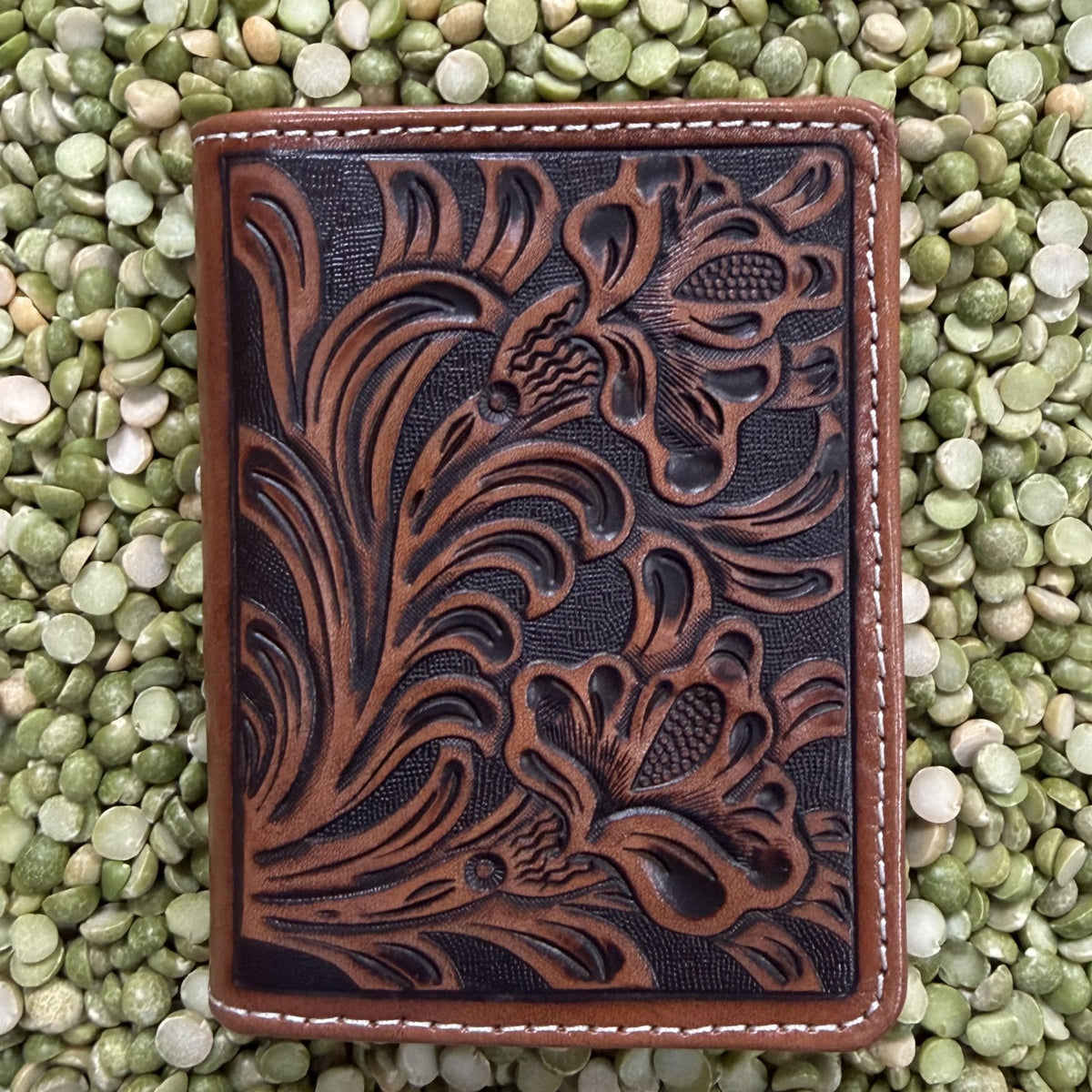 Men's Bifold Aztec-Inspired Tooled Leather Wallet