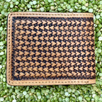 Men's Bifold Basketweave Tooled Aztec-Inspired Beadwork Leather Wallet