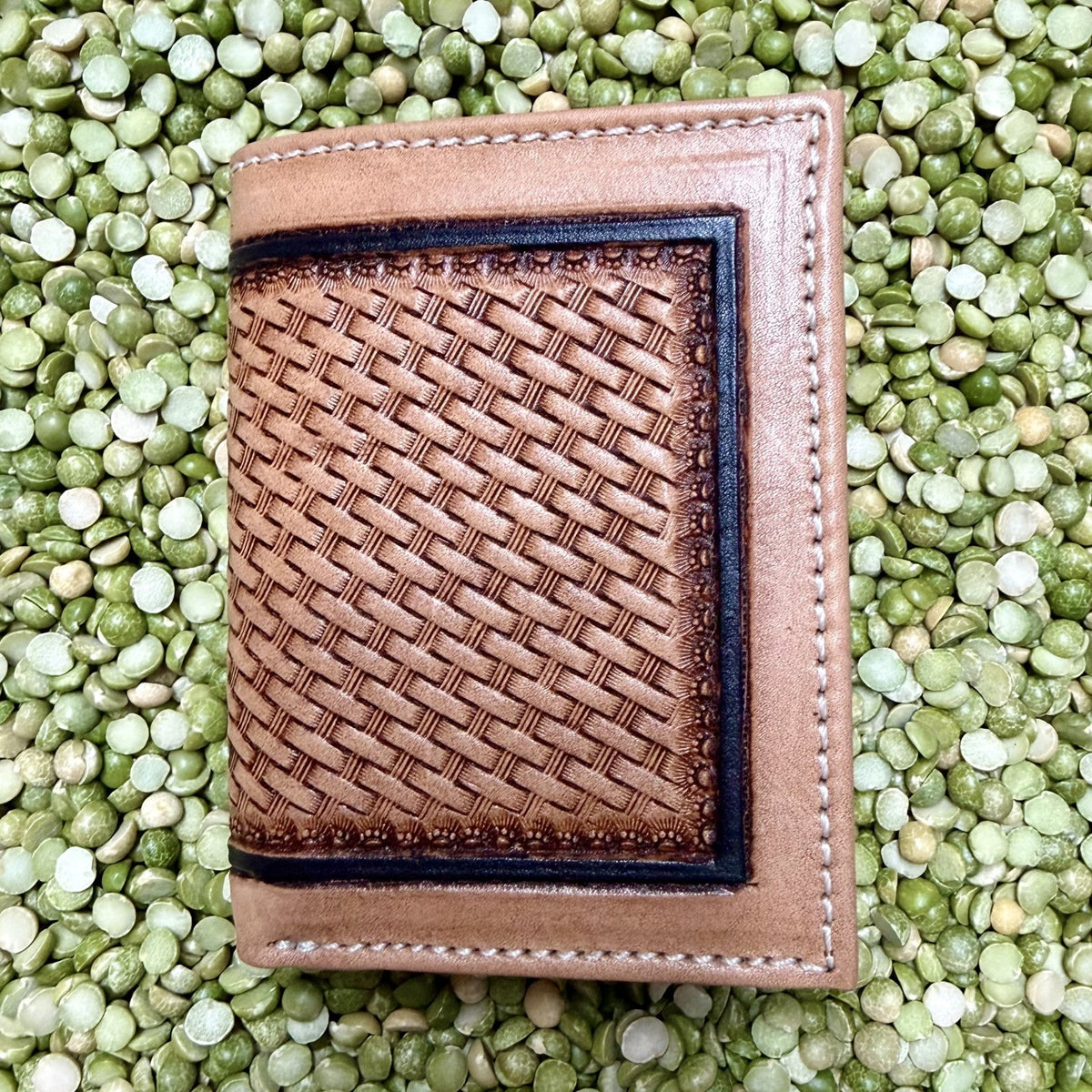 Men’s bifold wallet with basketweave design — Blair's Western Wear Marble Falls TX