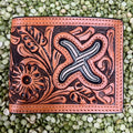 Men's Bifold Floral Tooled Full Grain Leather Wallet