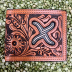 Men's Bifold Floral Tooled Full Grain Leather Wallet