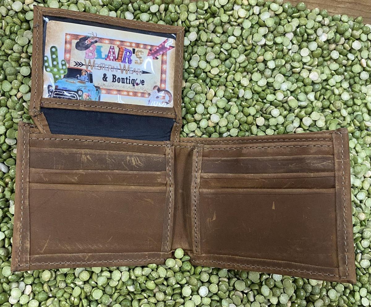 Men's Bifold Oil Tan Leather Flip-Out ID Wallet