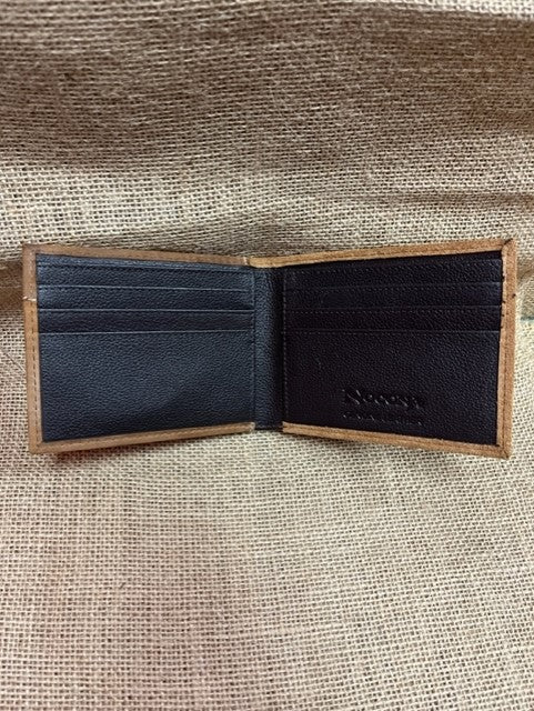 Men's Bifold Roughout Tooled Overlay Rawhide Stitch Wallet