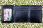 Men's Black Basketweave Praying Cowboy Concho Trifold Wallet