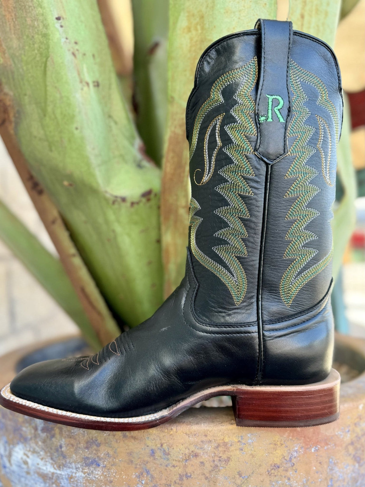 Men's Black Cowhide Square Toe Western Boot