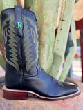 Men's Black Cowhide Square Toe Western Boot