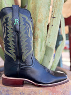 Men's Black Cowhide Square Toe Western Boot
