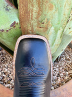 Men's Black Cowhide Square Toe Western Boot