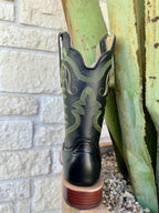 Men's Black Cowhide Square Toe Western Boot