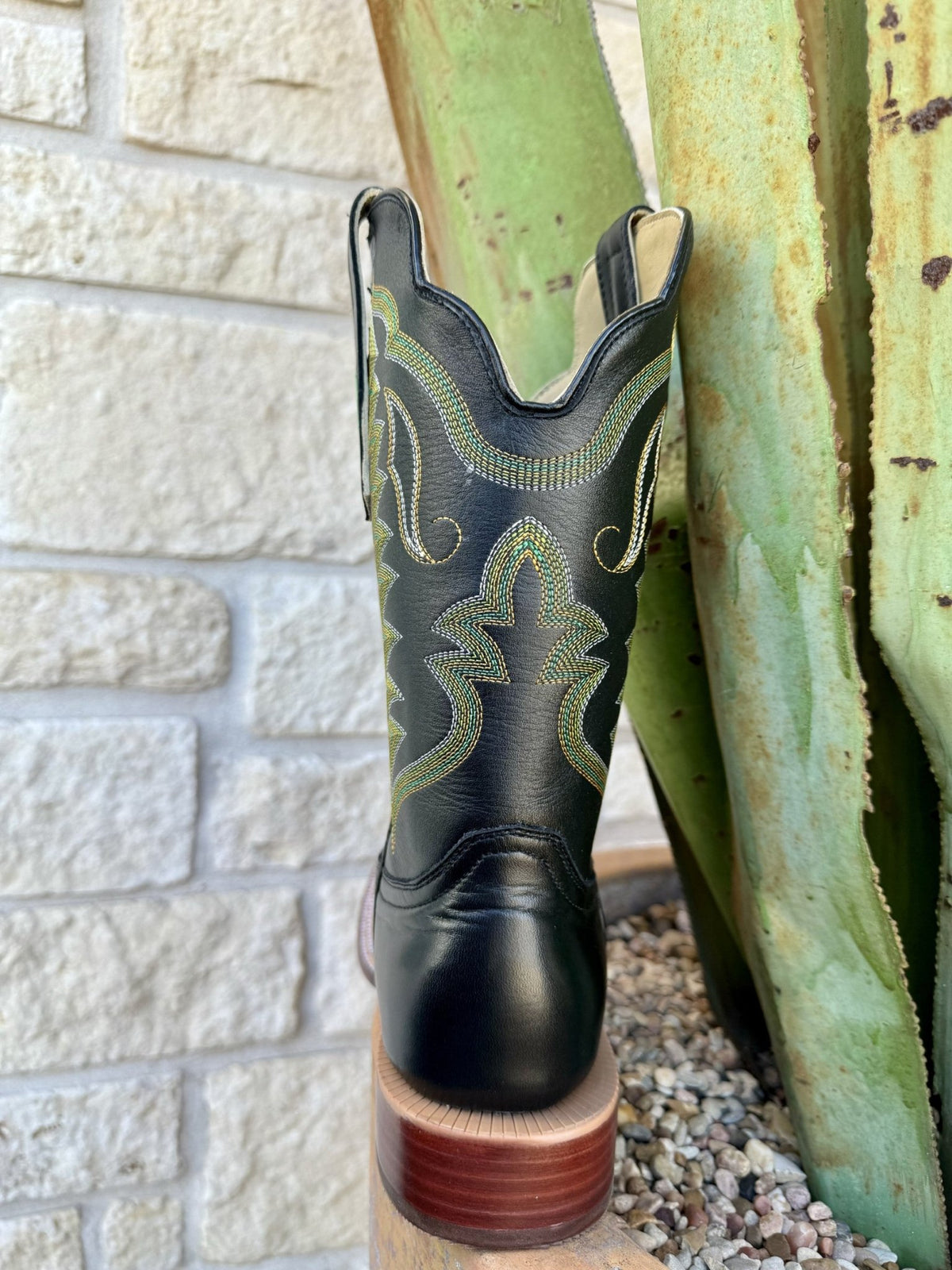 Men's Black Cowhide Square Toe Western Boot