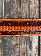 Men's Braided Overlay Tooled Leather Belt