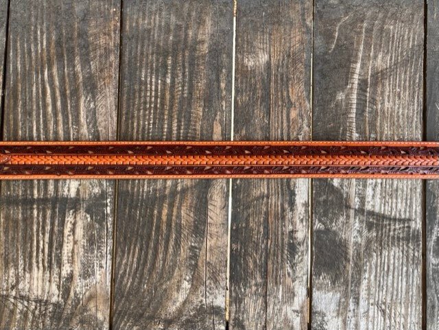 Men's Braided Overlay Tooled Leather Belt