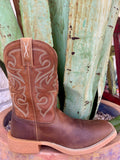 Men's Brown Leather Square Toe Roper Boot