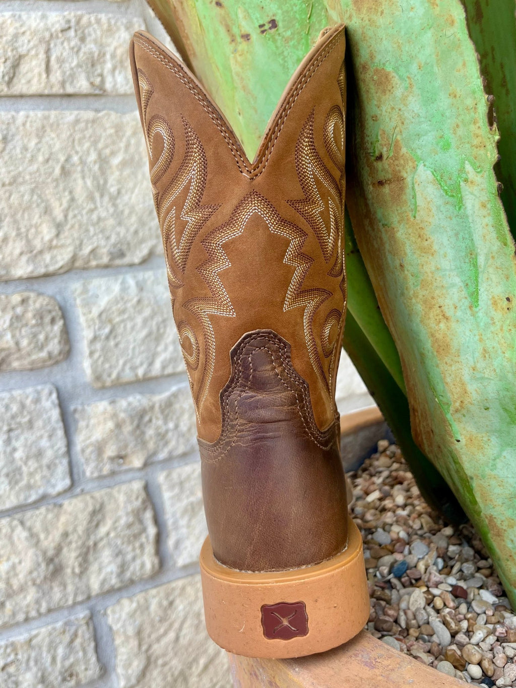 Men's Brown Leather Square Toe Roper Boot