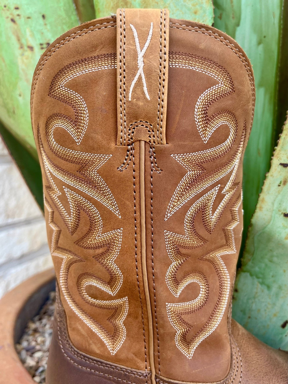 Men's Brown Leather Square Toe Roper Boot