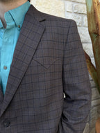 Men's Brown Plaid Western Sport Coat