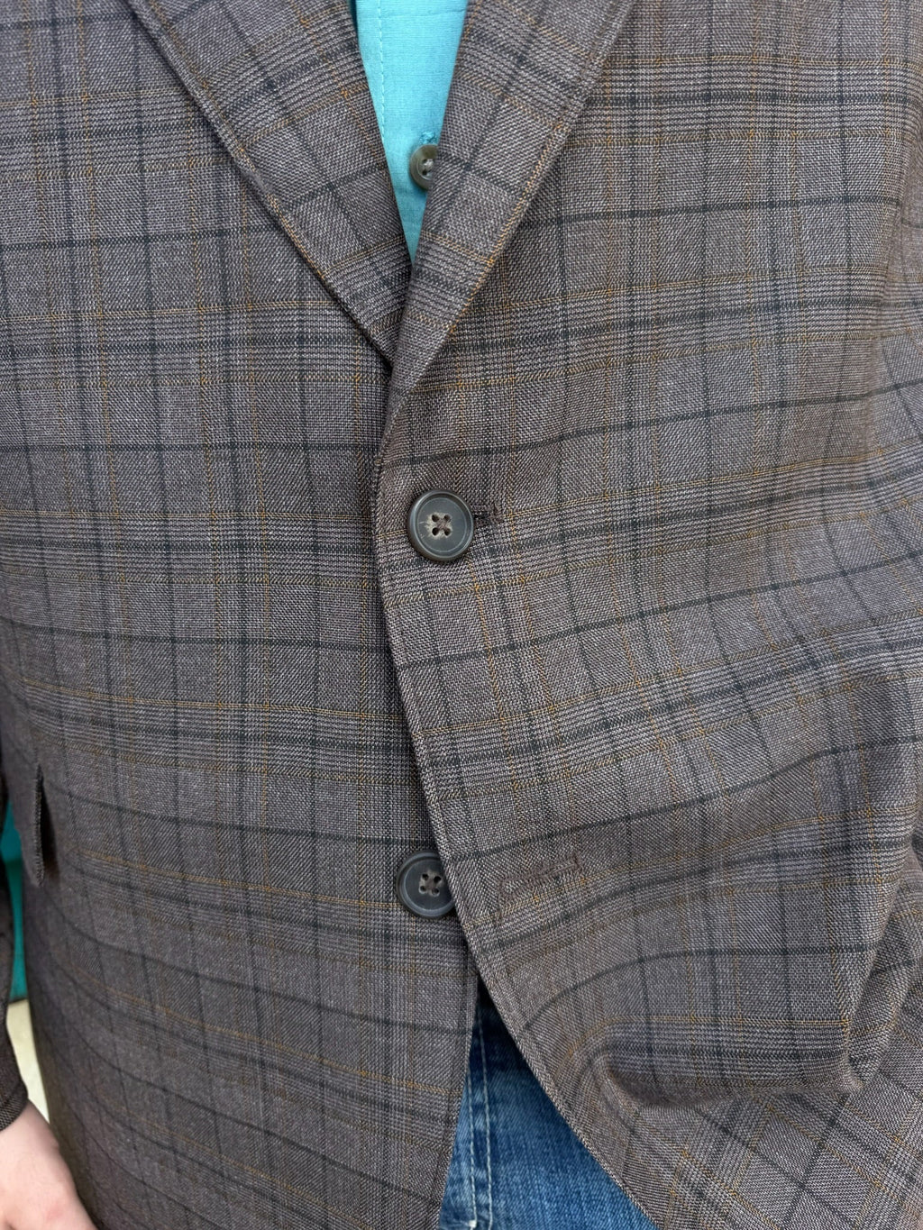 Men's Brown Plaid Western Sport Coat
