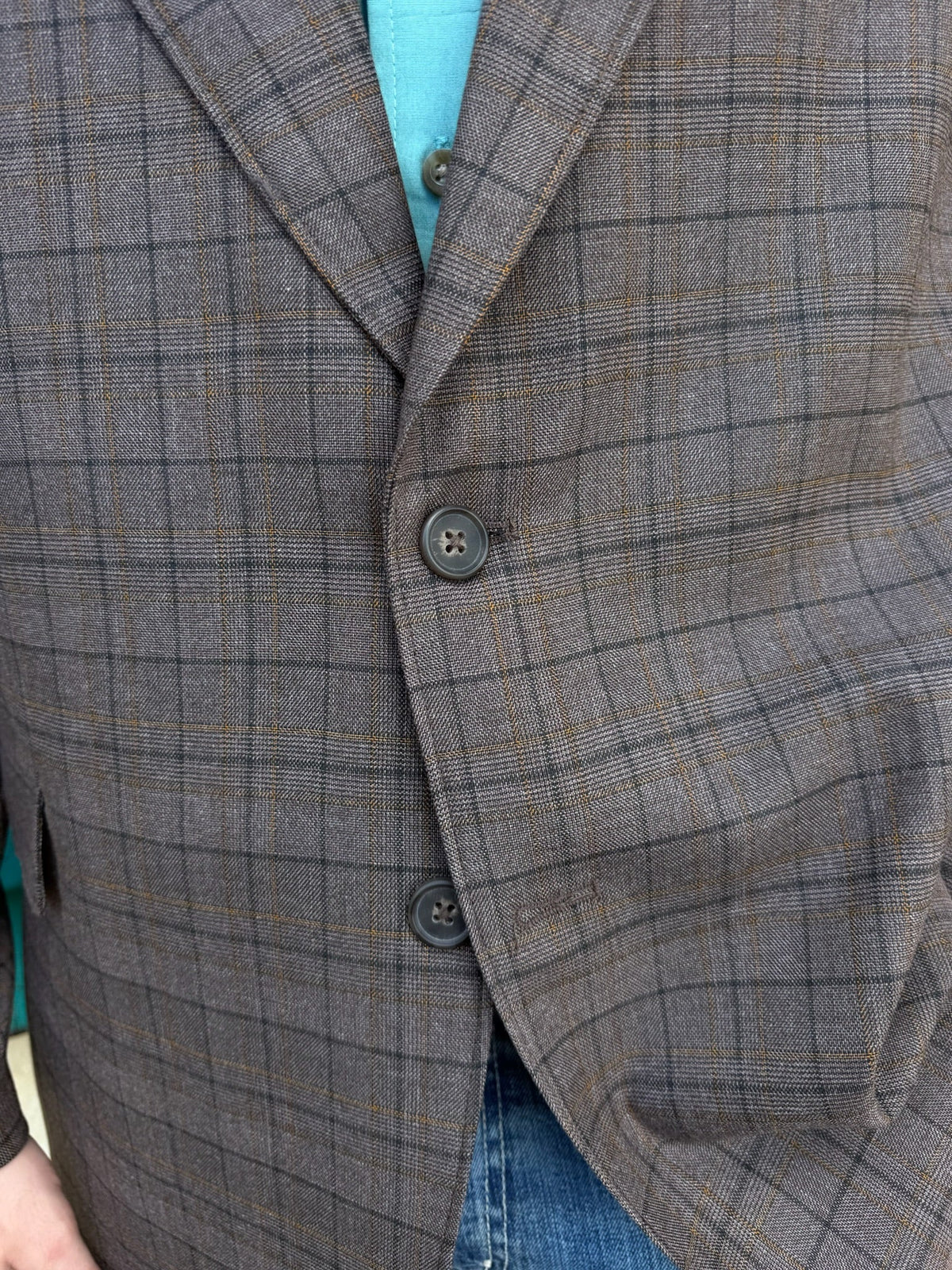 Men's Brown Plaid Western Sport Coat