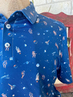 Men's Burlebo Astronaut Print Short Sleeve Polo Shirt