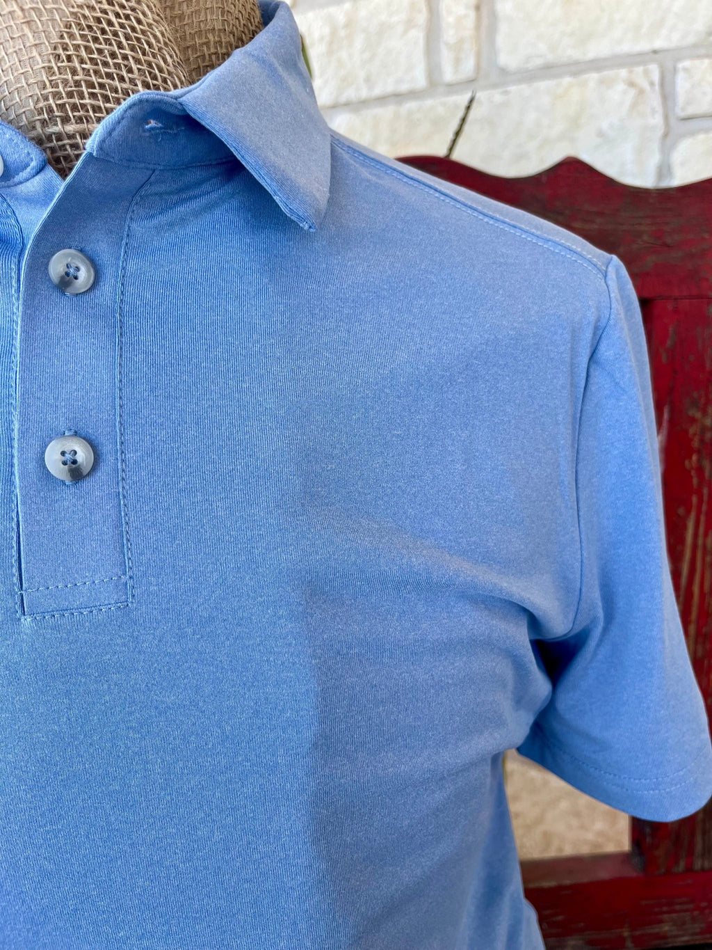 Men's Burlebo Light Blue Performance Short Sleeve Polo Shirt