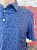 Men's Burlebo Navy Blue Performance Short Sleeve Polo Shirt