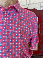 Men's Burlebo US Flag Print Short Sleeve Polo Shirt