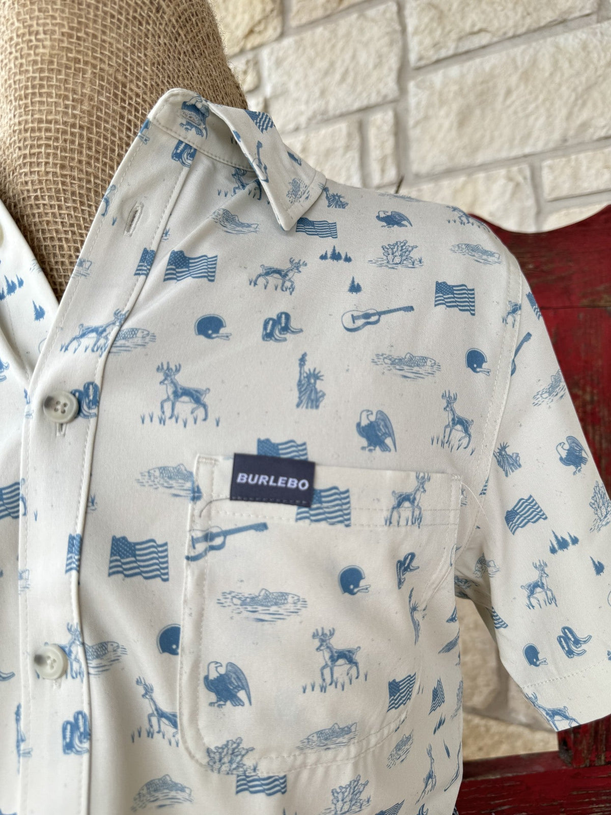 Men's Burlebo USA Texas Print Short Sleeve Shirt