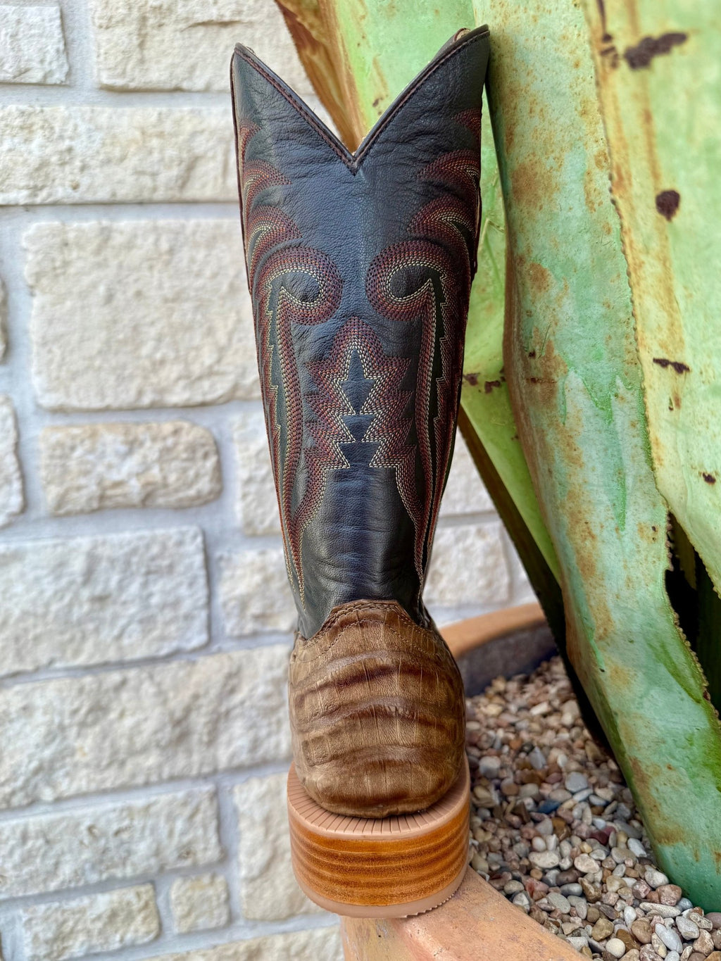 Men's Caiman Belly Square Toe Western Boot