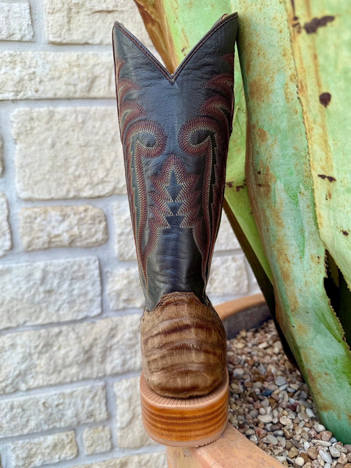 Men's Caiman Belly Square Toe Western Boot