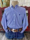 Men's Cinch Blue White Stripe Button Down Long Sleeve Shirt