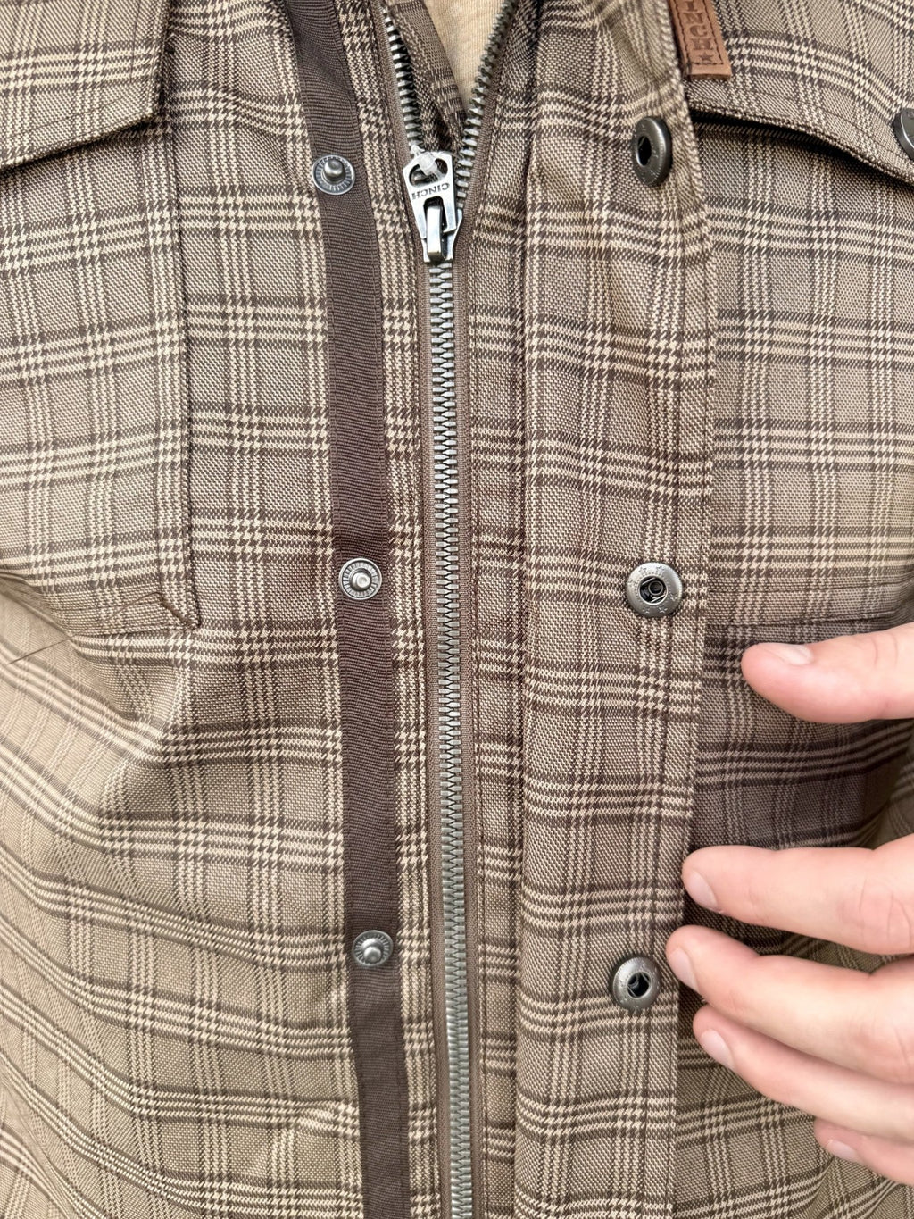 Men's Cinch Brown and Tan Plaid Zip-Front Jacket
