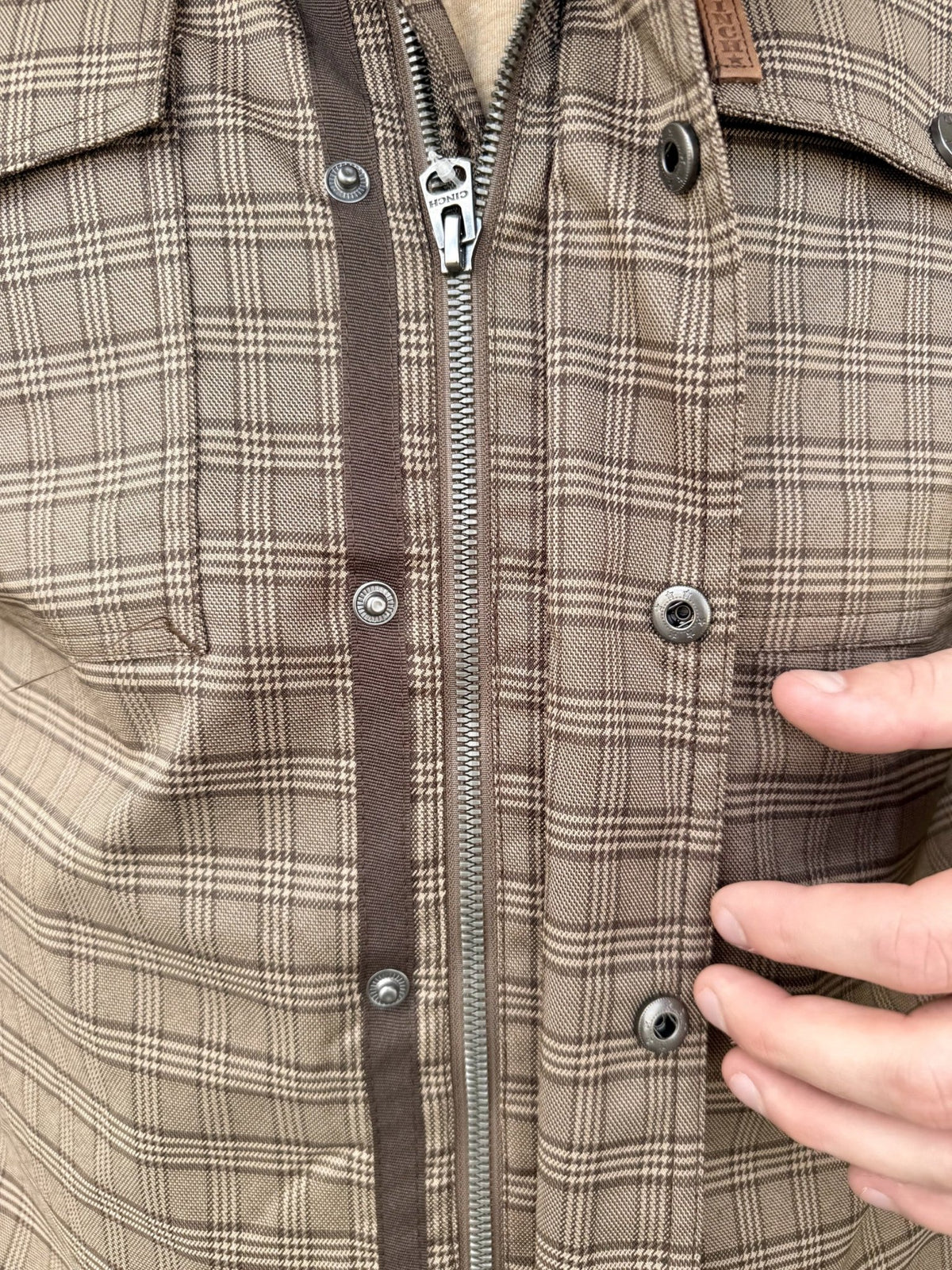 Men's Cinch Brown and Tan Plaid Zip-Front Jacket