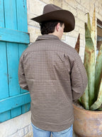 Men's Cinch Brown and Tan Plaid Zip-Front Jacket