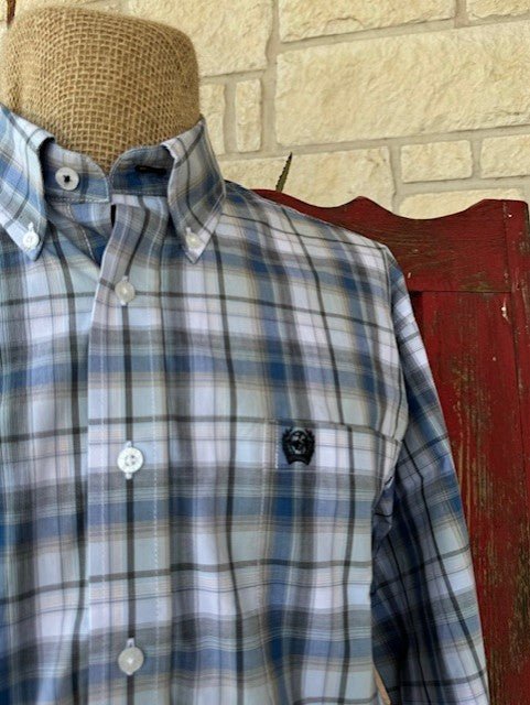 Men's Blue Plaid Cinch Long Sleeve - MTW1105797 - BLAIR'S Western Wear located in Marble Falls TX 
