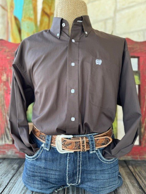 Men's Brown Cinch Long Sleeve Stock - 1104236 - BLAIR'S Western Wear located in Marble Falls TX