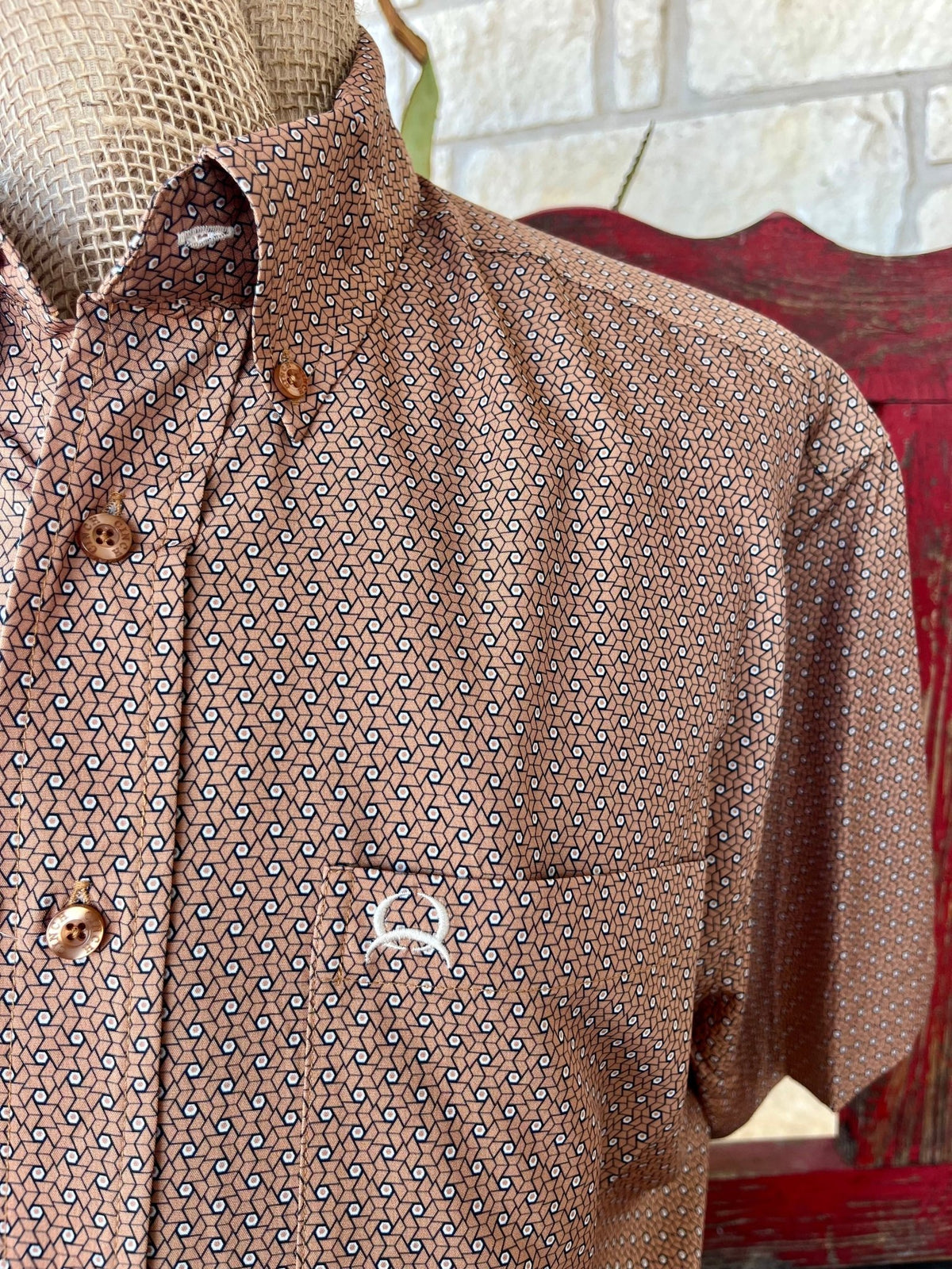 Men's Cinch Rust Brown Short Sleeve Shirt