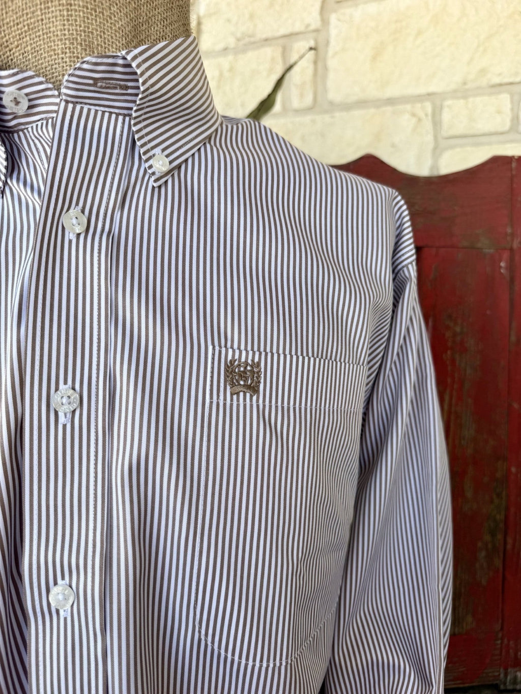 Men's Cinch Striped Button Down Long Sleeve Shirt