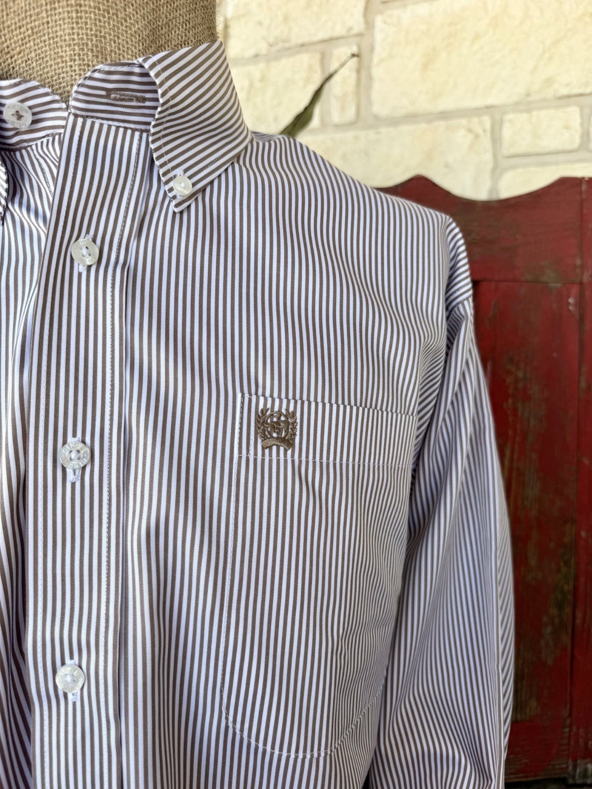 Men's Cinch Striped Button Down Long Sleeve Shirt