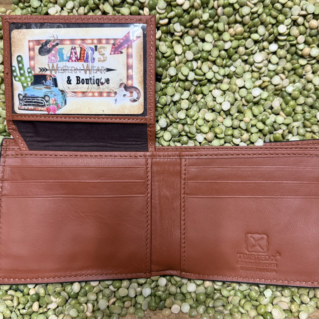 Men's Cognac Floral Tooled Leather Bifold Wallet