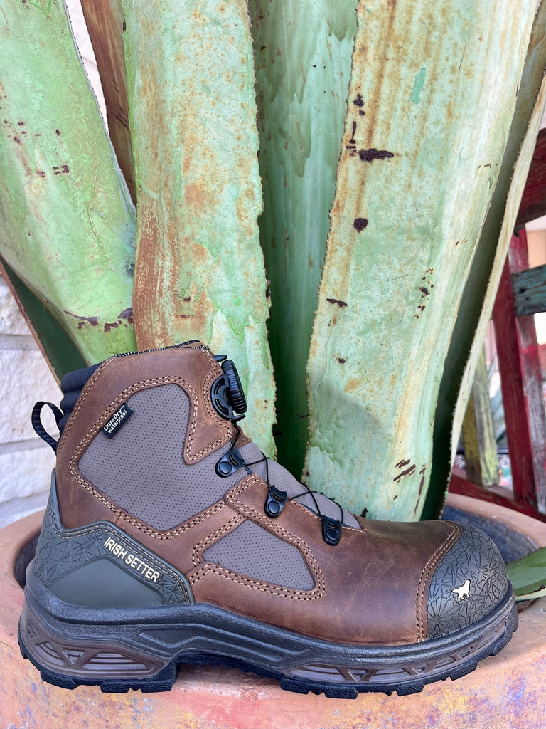 Men's Red Wing Irish Setter Kasota Boots in reed brown, featuring BOA® Fit System and composite safety toe - 83658. Available at Blair's Western Wear, Marble Falls, TX.