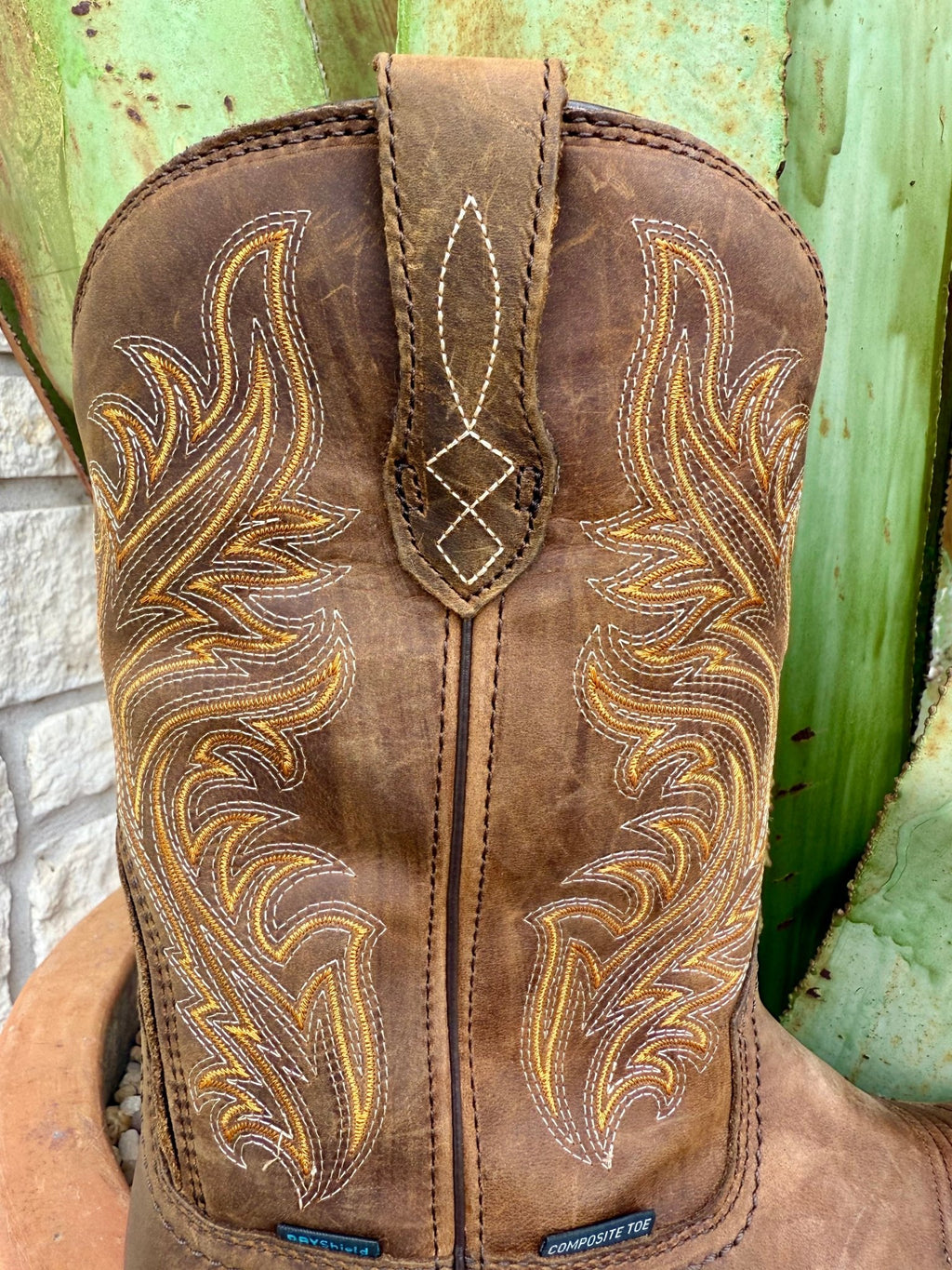 Men's Composite Toe Distressed Leather Western Work Boot