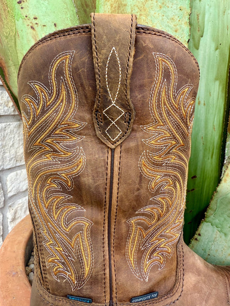Men's Composite Toe Distressed Leather Western Work Boot