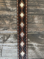 Men's Dark Chocolate Basketweave Belt with Diamond Conchos