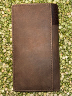 Men's Dark Chocolate Embroidered Concho Checkbook Wallet