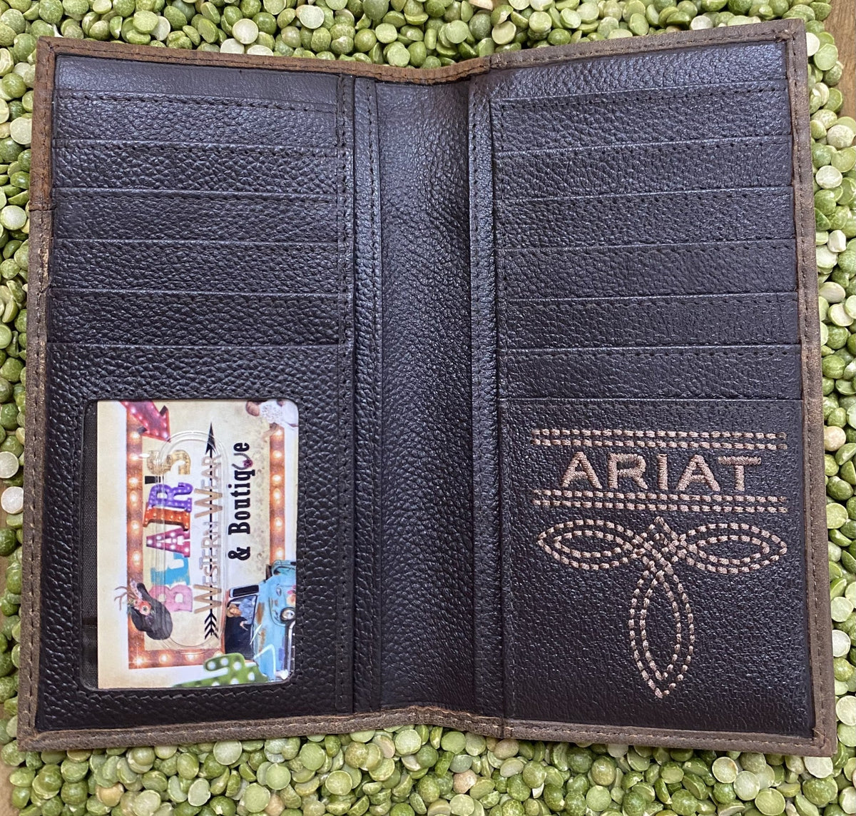 Men's Dark Chocolate Embroidered Concho Checkbook Wallet