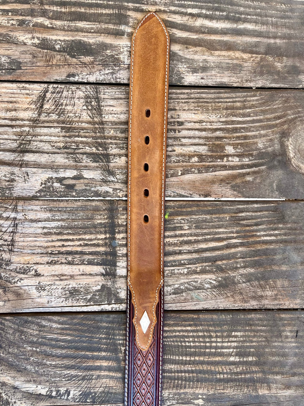 Men's Diamond Tooled Leather Belt