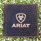 Men's Embroidered Logo Textured Leather Bifold Wallet