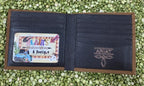 Men's Embroidered Logo Textured Leather Bifold Wallet