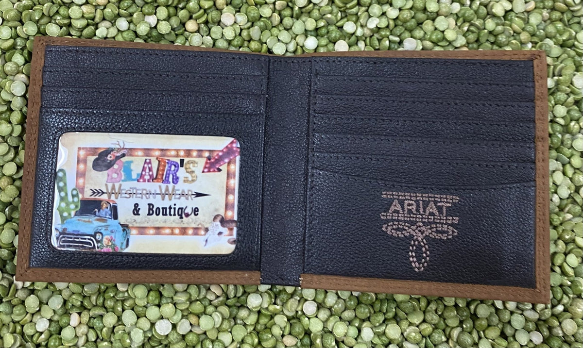 Men's Embroidered Logo Textured Leather Bifold Wallet