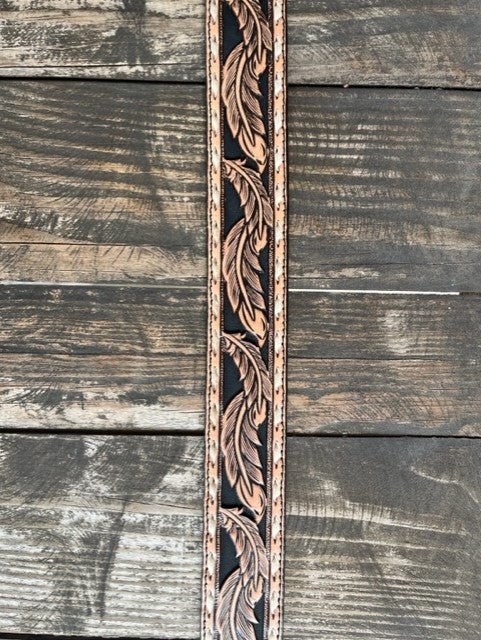 Men's Feather Tooled Leather Belt